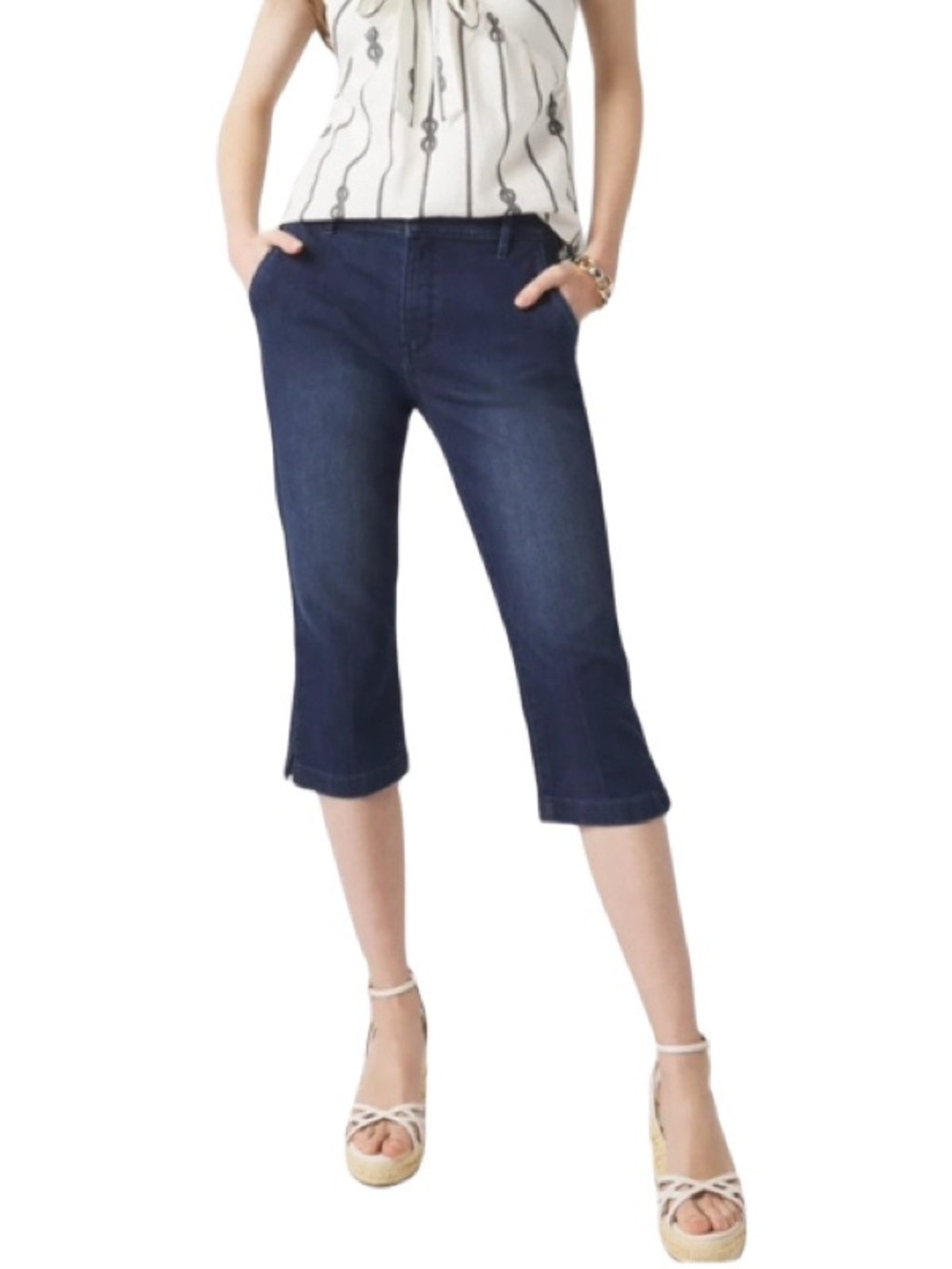 WHBM High Rise Capri Jeans Thistle Authentic Blue Denim Size 6P